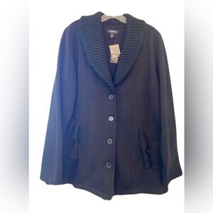 Torrid Black Knit Lapel Coat Buttons women’s XL New Size 1